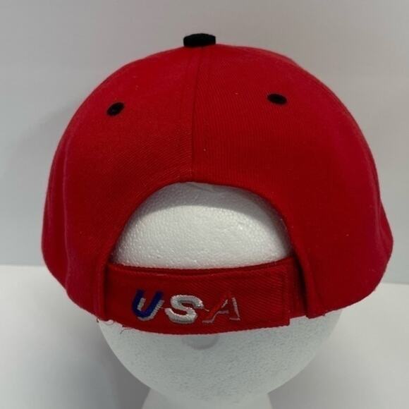 USA Baseball Hat 6 Panel Velcro Snapback Eagle Flag Embroidered red - Picture 7 of 11